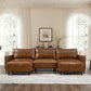 Keira PU Leather Sectional – 112" Brown L-Shape Sofa with Convertible Ottoman Chaise – view 3