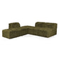 Kellan Faux Fur Modular Sofa – 81" Olive Green Sectional, 3 Chairs + 2 Ottomans