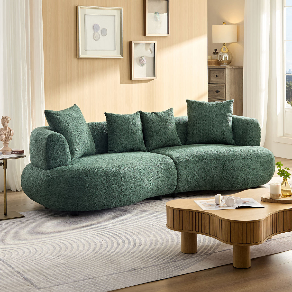Kestrel Green Boucle Modular Sofa – 102.4" 4-Seat Sofa – view 4