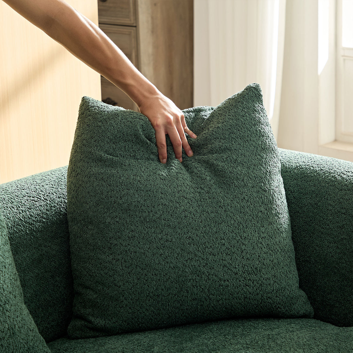 Kestrel Green Boucle Modular Sofa – 102.4" 4-Seat Sofa – view 9