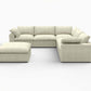 Khaki Linen Blend Modular L Shaped Six Piece Sofa and Chaise Sectional in a stylish modern setting.
