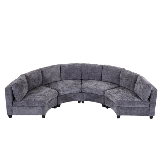 Kirwin Chenille Curved Modular Sectional Sofa – 8-Seat Semi-Circle Sectional