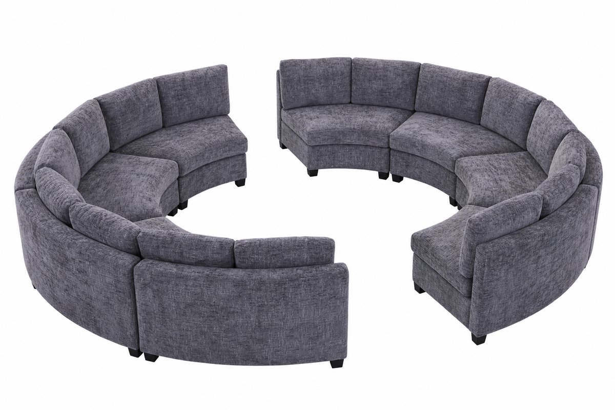 Kirwin Chenille Curved Modular Sectional Sofa – 8-Seat Semi-Circle Sectional – view 12
