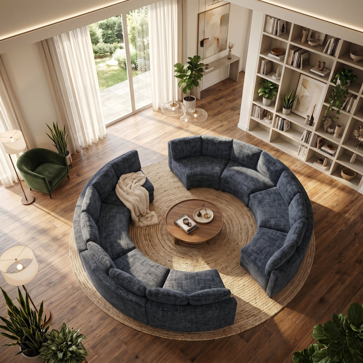 Kirwin Chenille Curved Modular Sectional Sofa – 8-Seat Semi-Circle Sectional – view 18