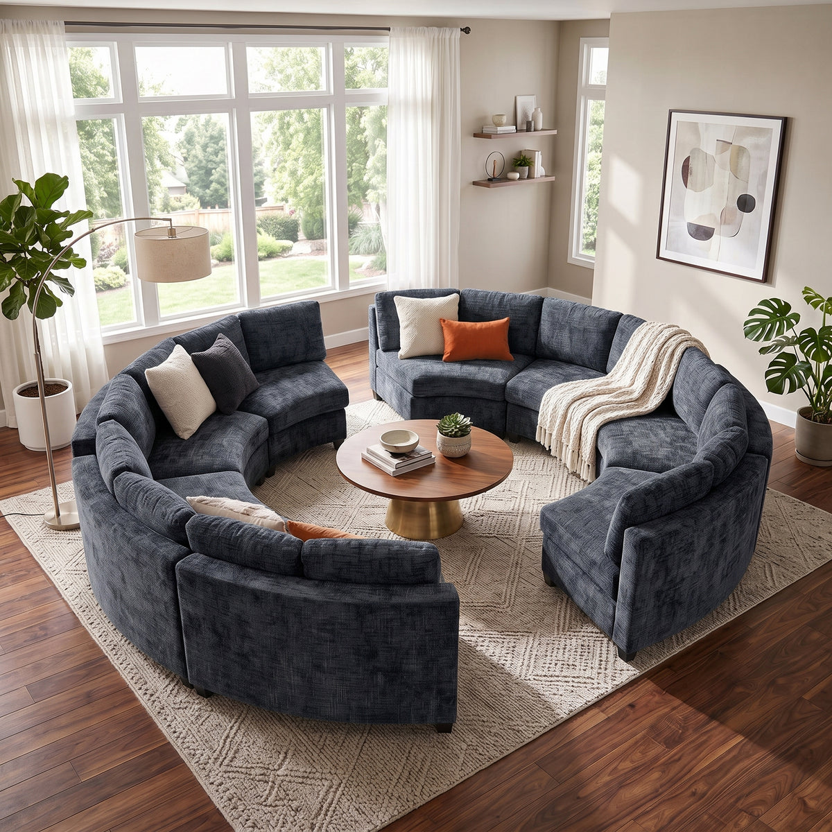 Kirwin Chenille Curved Modular Sectional Sofa – 8-Seat Semi-Circle Sectional – view 19