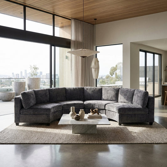 Kirwin Chenille Curved Modular Sectional Sofa – 8-Seat Semi-Circle Sectional – view 2
