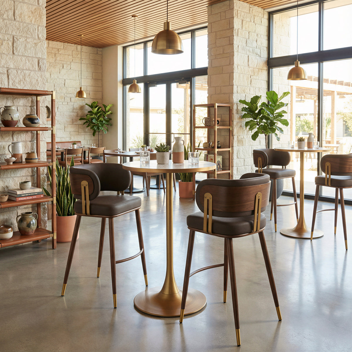 Bite Bar Table in Beige & Gold