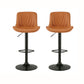 Kovyn Contemporary Adjustable Barstool – Set of 2, Camel Faux Leather