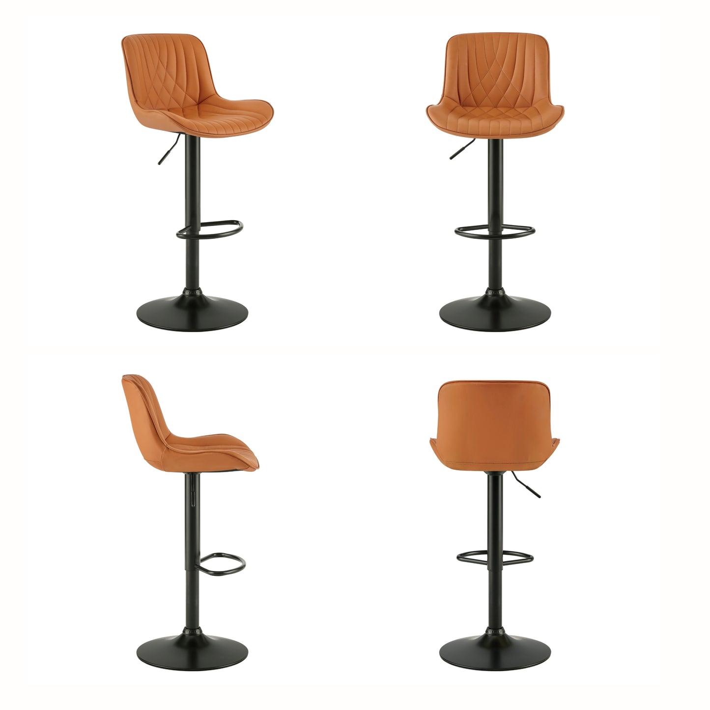 Kovyn Contemporary Adjustable Barstool – Set of 2, Camel Faux Leather – view 10