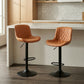 Kovyn Contemporary Adjustable Barstool – Set of 2, Camel Faux Leather – view 3