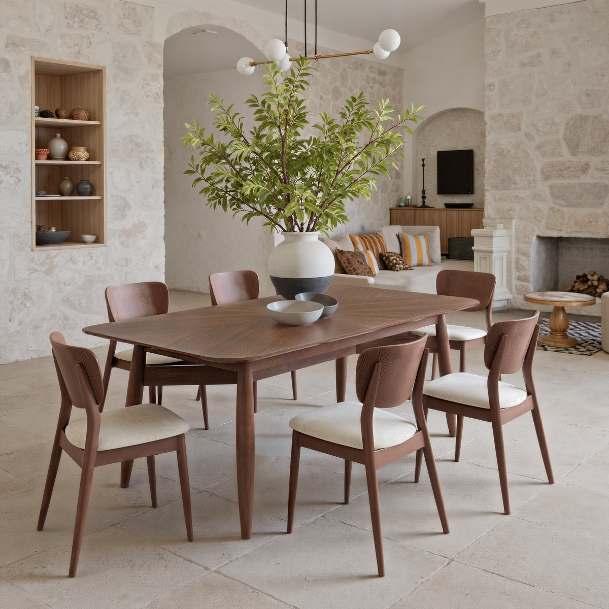 Kellua Dining Chair (Set of 2) in Beige & Walnut