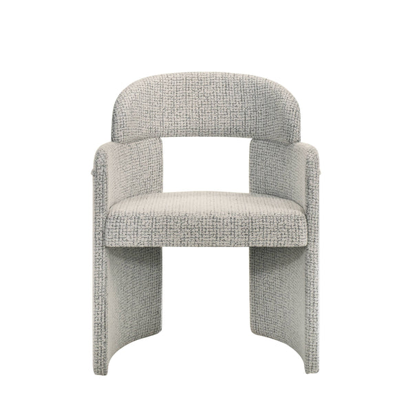 Kyree Chenille & Walnut Arm Chair (Set of 2)