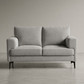 Kyrene Light Gray Linen Loveseat 61" with contemporary design and soft upholstery, perfect for any living space.
