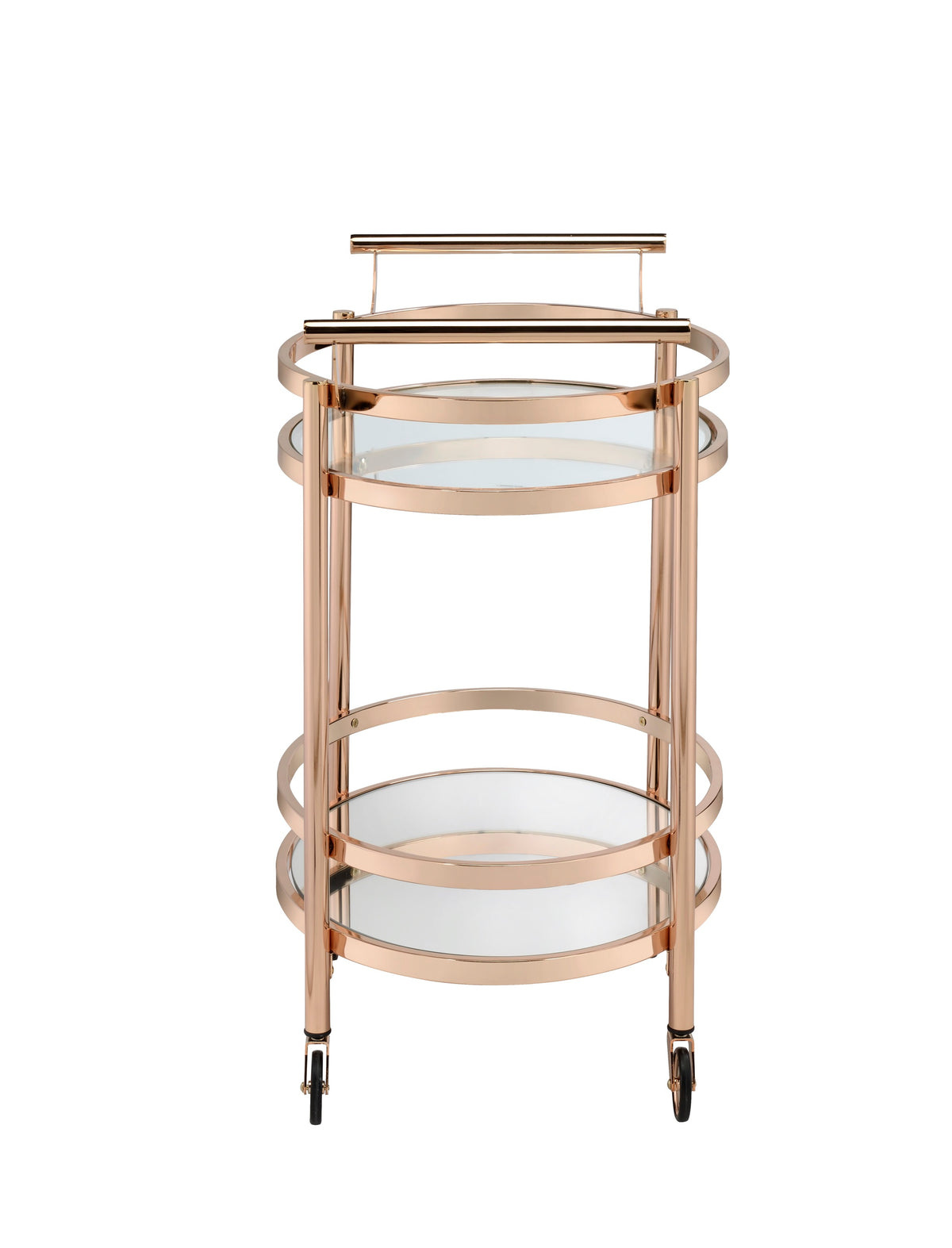 Lakelyn Clear Glass & Rose Gold Finish Serving Cart – 27" Rolling Serving Cart – view 6
