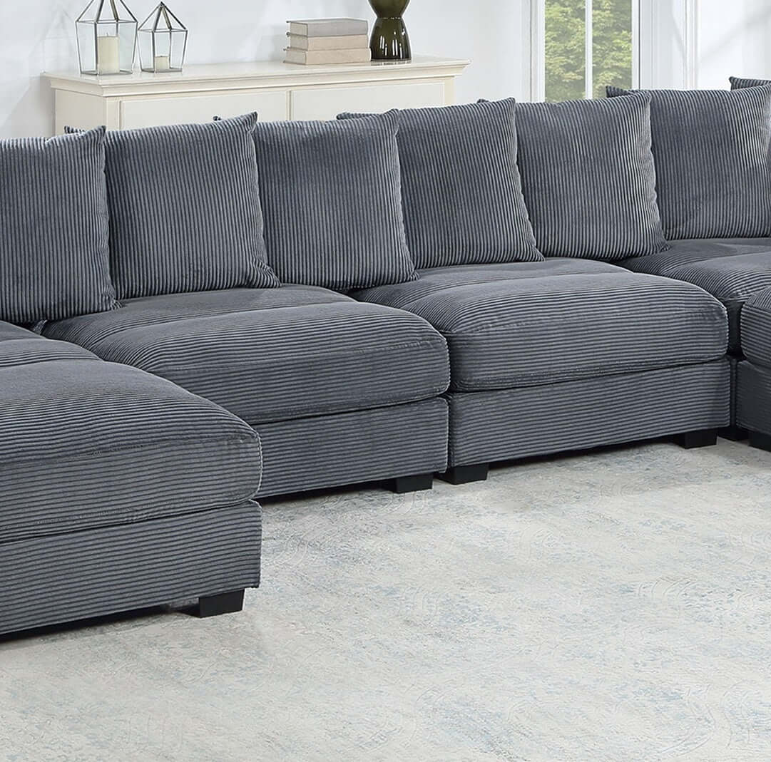 Lakelyn Dark Gray Corduroy Modular Sectional – 6-Piece LAF & RAF Sectional Set – view 6