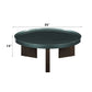 Lakita Blackish Green & Smoked Oak Coffee Table – 35” Modern Mixed-Finish Table, round design with dimensions 35” x 14”.