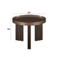Lakita Round High Gloss & Smoked Oak Finish End Table 24" with dark blond tabletop and smoked oak base, 24 inches wide.