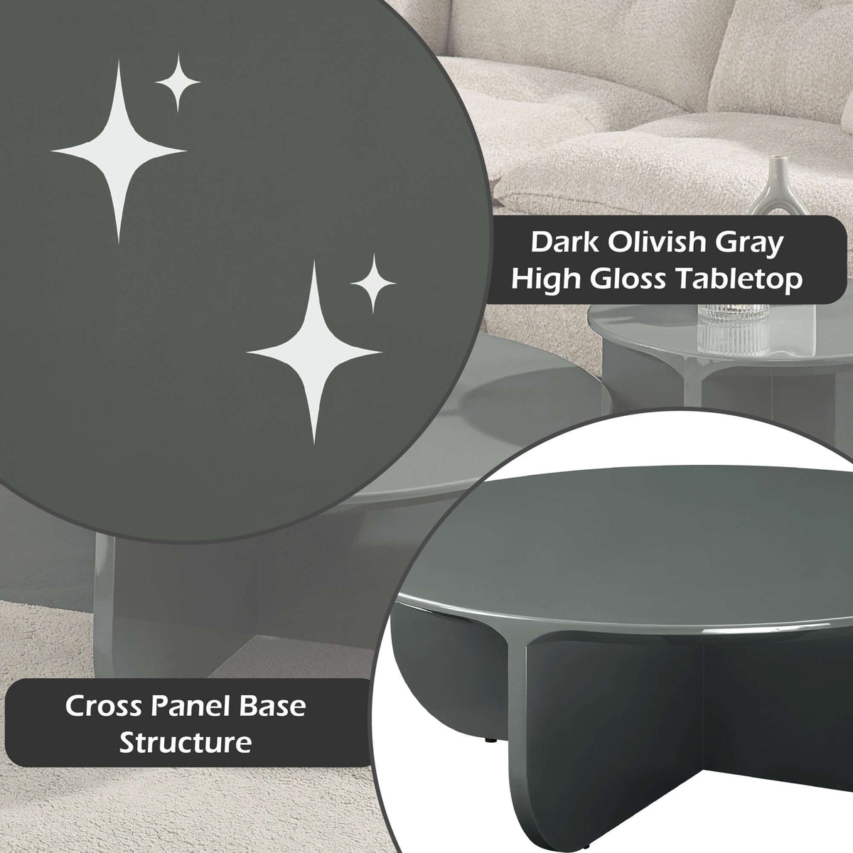 Lamond Dark Olive High Gloss Coffee Table
