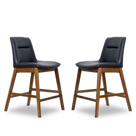 Langlade Black Leather Counter Stool – 21" Counter Stool (Set of 2)