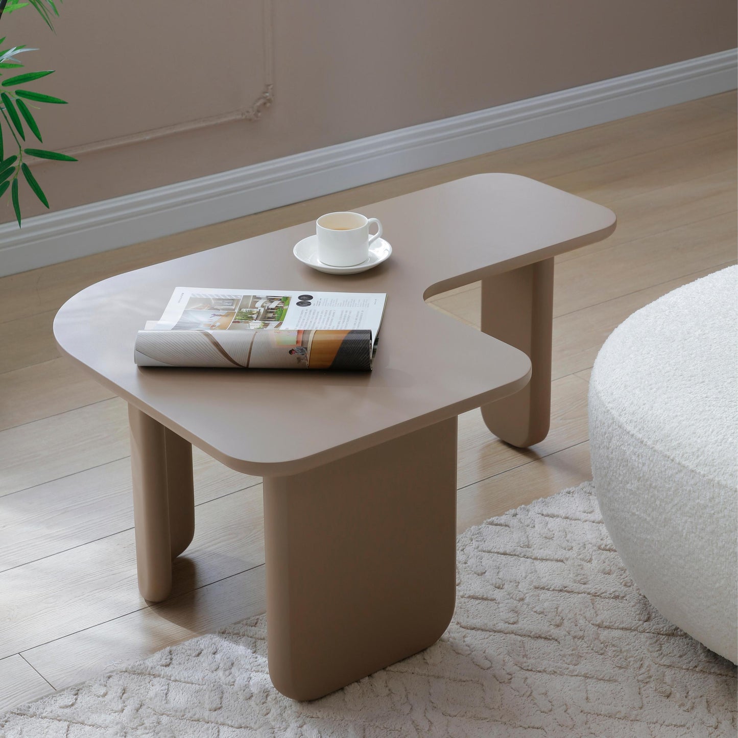Larkin L-Shape Coffee Table – Khaki Fiberboard, 35.4" Nesting Design – view 2