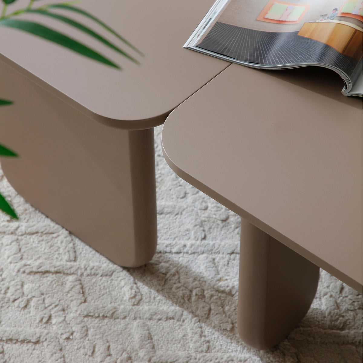 Larkin L-Shape Coffee Table – Khaki Fiberboard, 35.4" Nesting Design – view 9
