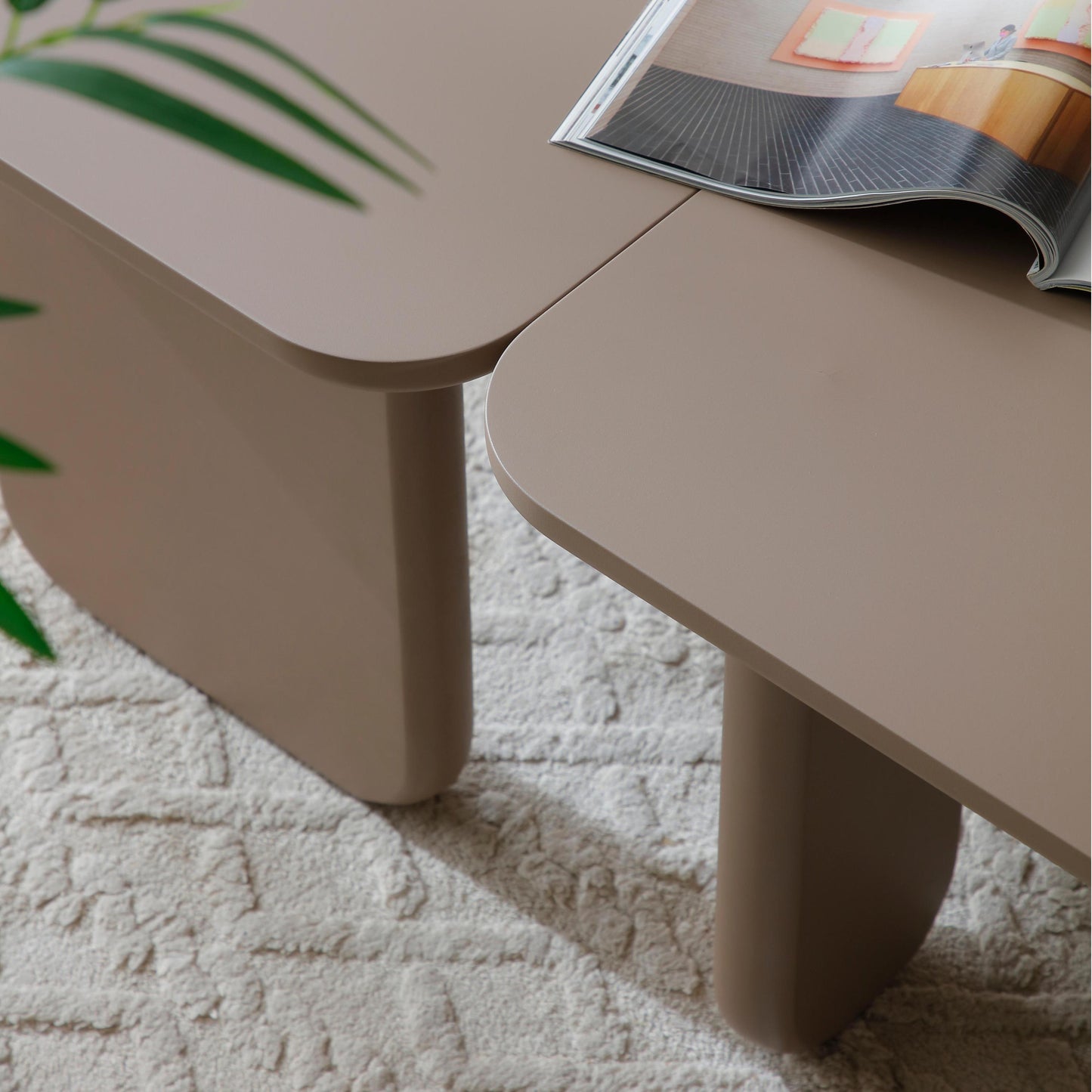 Larkin L-Shape Coffee Table – Khaki Fiberboard, 35.4" Nesting Design – view 9
