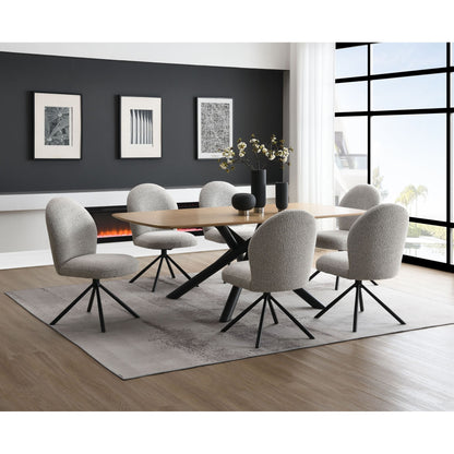 Lawton Natural & Black, Gray Boucle Finish 7-Piece Dining Room Set