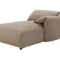 Light brown suede chaise lounge with soft cushioning, part of a brown suede sectional sofa.