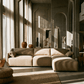 Brown Suede Sectional Sofa with Chaise – 127” L-Shape Couch in a stylish living room setting.
