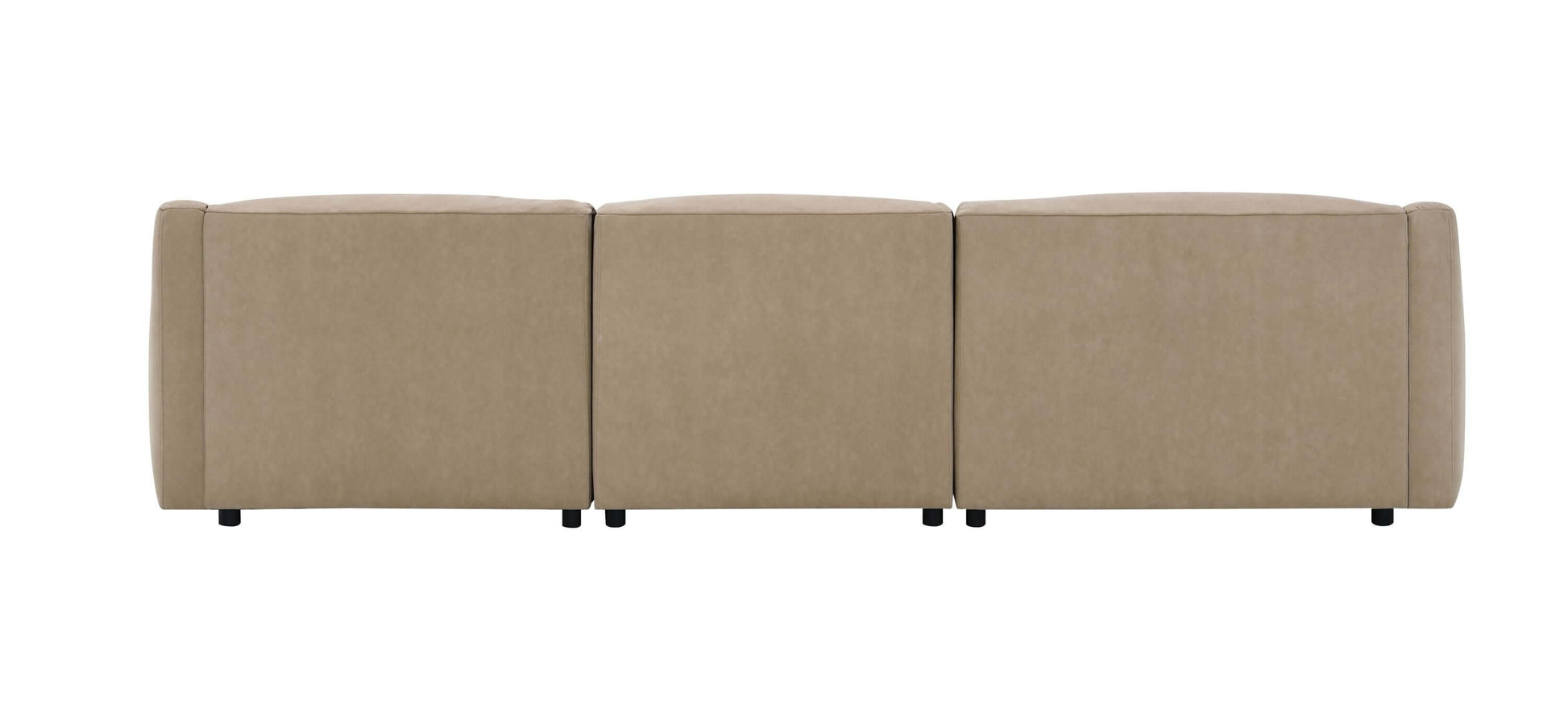 Brown suede sectional sofa with comfortable design, showcasing a stylish 127-inch L-shape couch from the back.