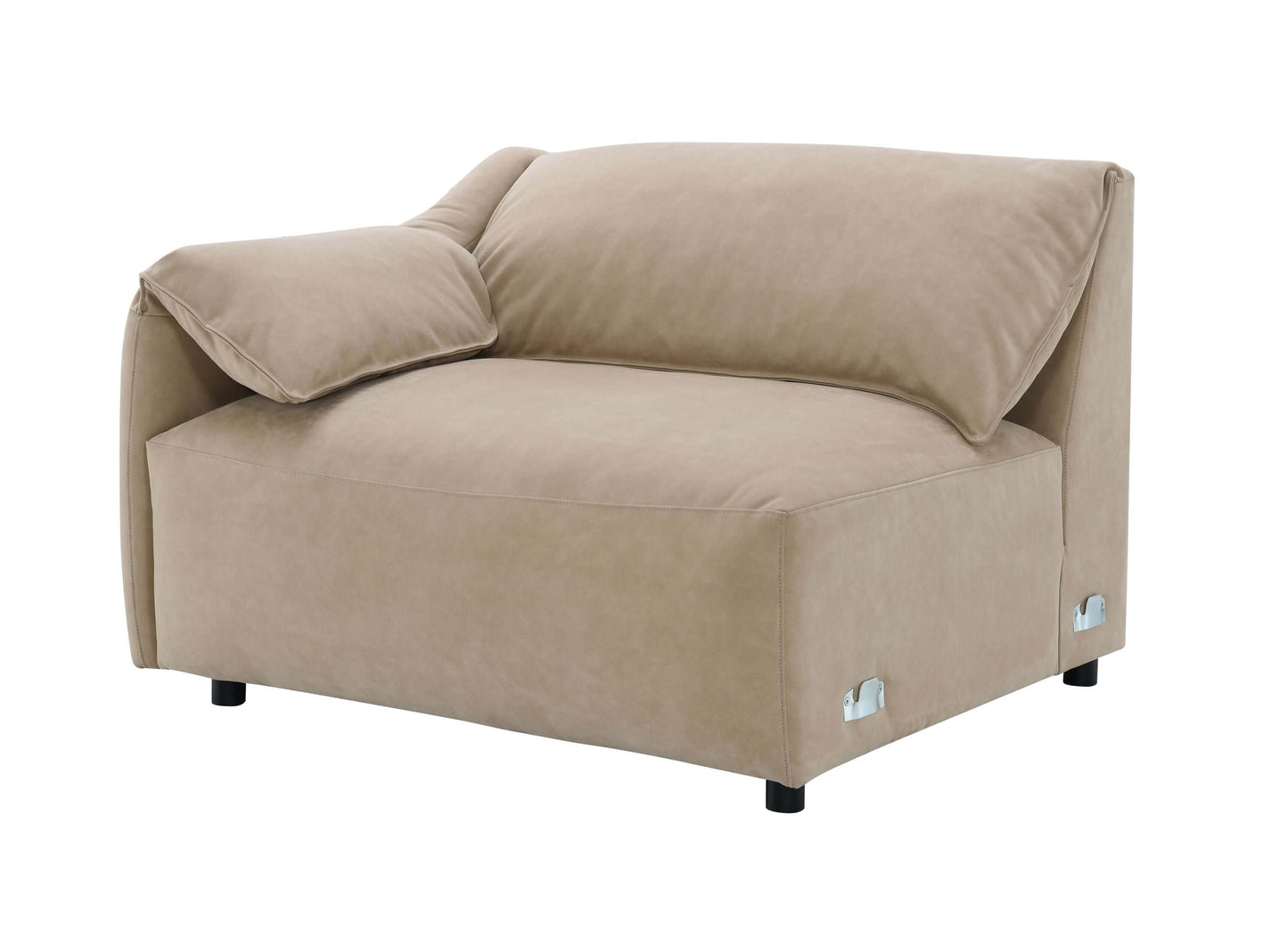 Brown suede sectional sofa with chaise, featuring soft texture and modern design, perfect for stylish living room decor.