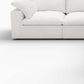White Linen Blend Modular L Shaped Five Piece Corner Sectional with soft cushions and removable covers.
