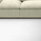 White Linen Blend Modular L Shaped Five Piece Corner Sectional close-up of couch cushions and base