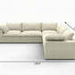 White Linen Blend Modular L Shaped Five Piece Corner Sectional dimensions and perspective view.