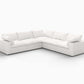 White Linen Blend Modular L Shaped Five Piece Corner Sectional in stylish white upholstery.