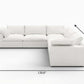 White Linen Blend Modular L Shaped Five Piece Corner Sectional dimensions showing measurements of 120x120 inches and height of 23.2 inches.
