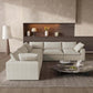 White Linen Blend Modular L Shaped Five Piece Corner Sectional in a stylish modern living room.