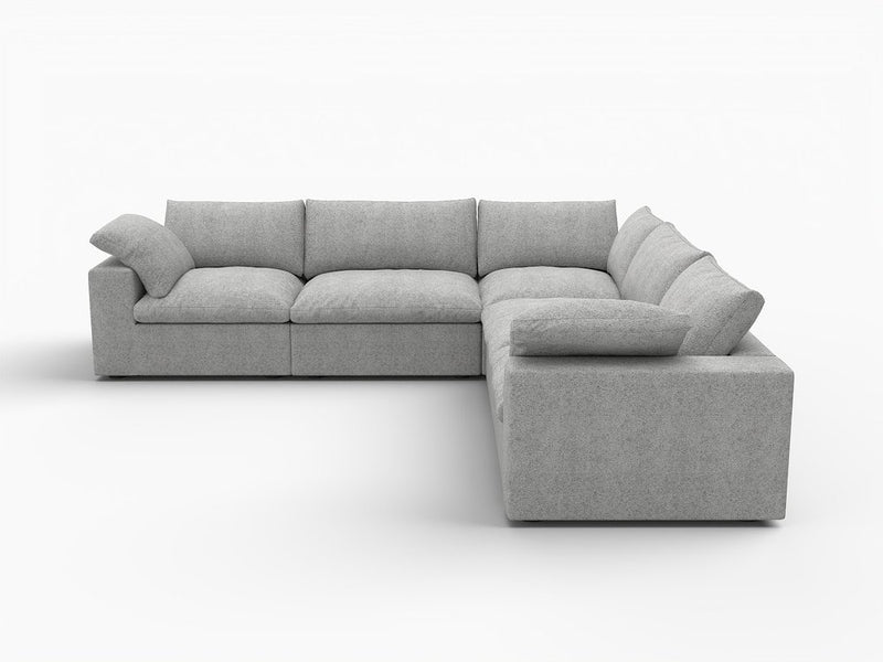 Linen Blend Modular L-Shaped Corner Sectional Sofa 120" | Modern Washable Sectional in light gray fabric.