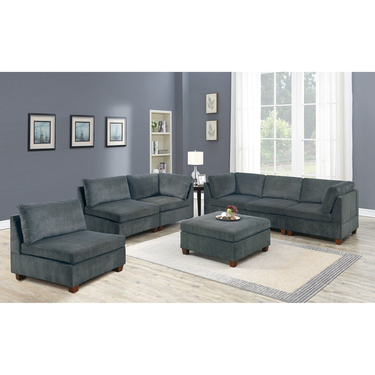 Linnea Gray Chenille 7-Piece Modular Sectional Sofa Set – Modular Sectional Sofa