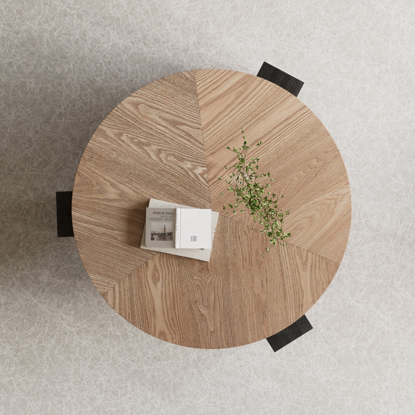 Linnet Matte Black Solid Wood & MDF Coffee Table – 33.07" Round Coffee Table – view 6