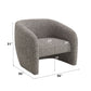 Livia Brown & Gray Tweed Accent Chair with modern design and dimensions, upholstered in rich tweed fabric for timeless comfort.