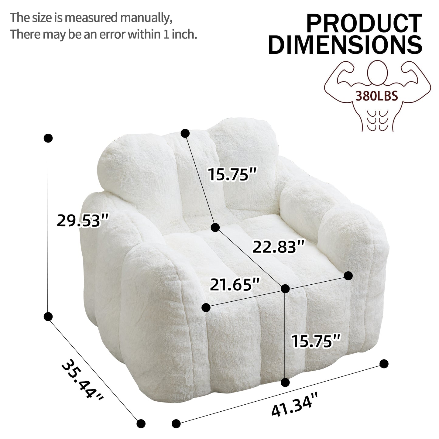 Lotus Faux Fur Compression Bean Bag – 43.7" Lounge Chair – view 5