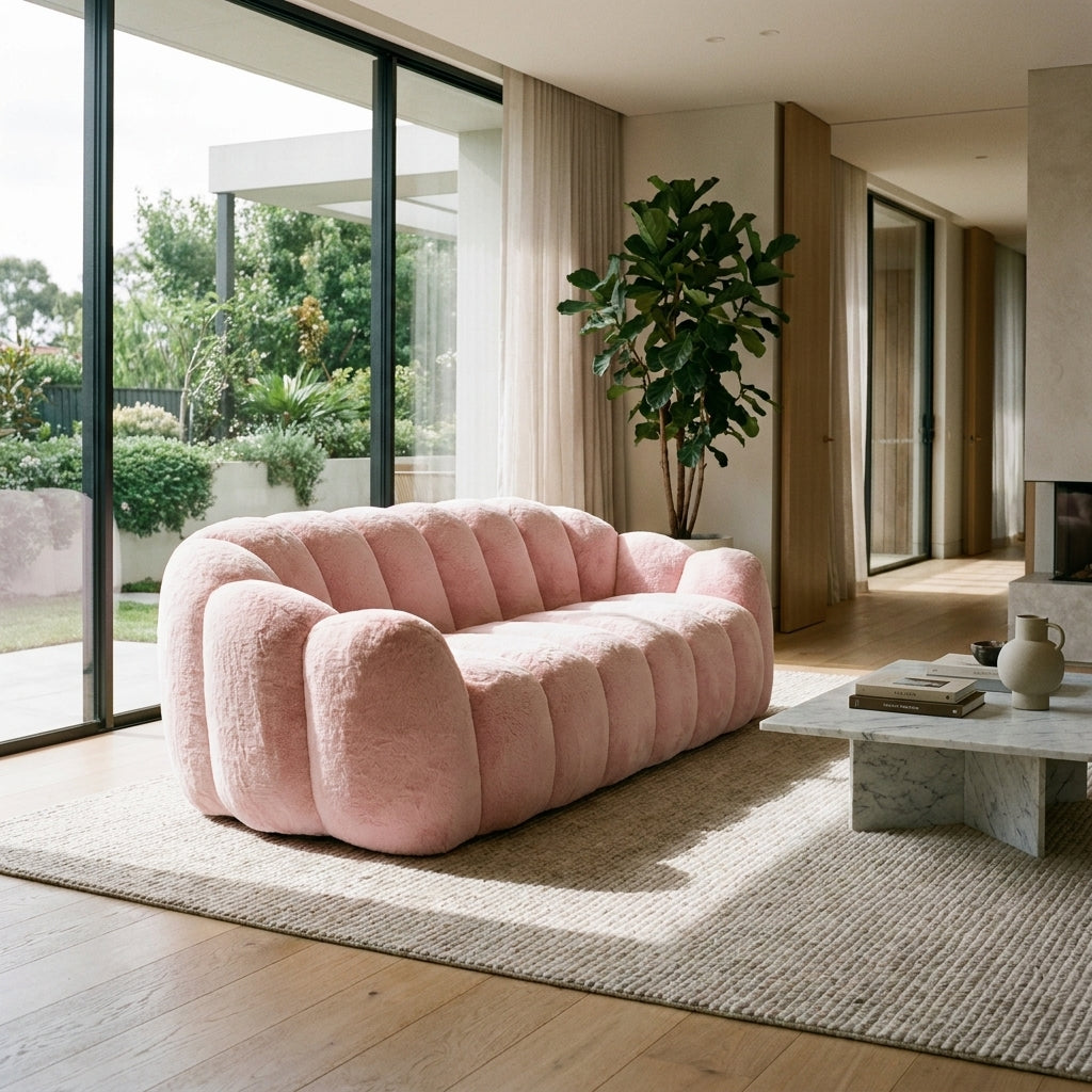 Lotus Plush Compression Bean Bag – 43.7" Pink Adult Bean Bag Sofa – view 2