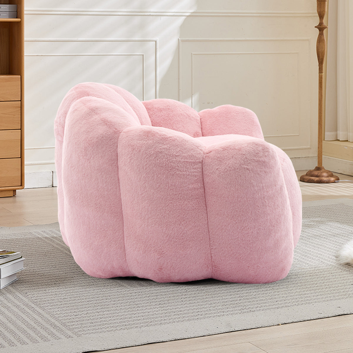 Lotus Plush Compression Bean Bag – 43.7" Pink Adult Bean Bag Sofa – view 6