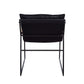 Luberzo Espresso Top-Grain Leather Armchair – Modern Metal Frame Accent Chair from the back view.