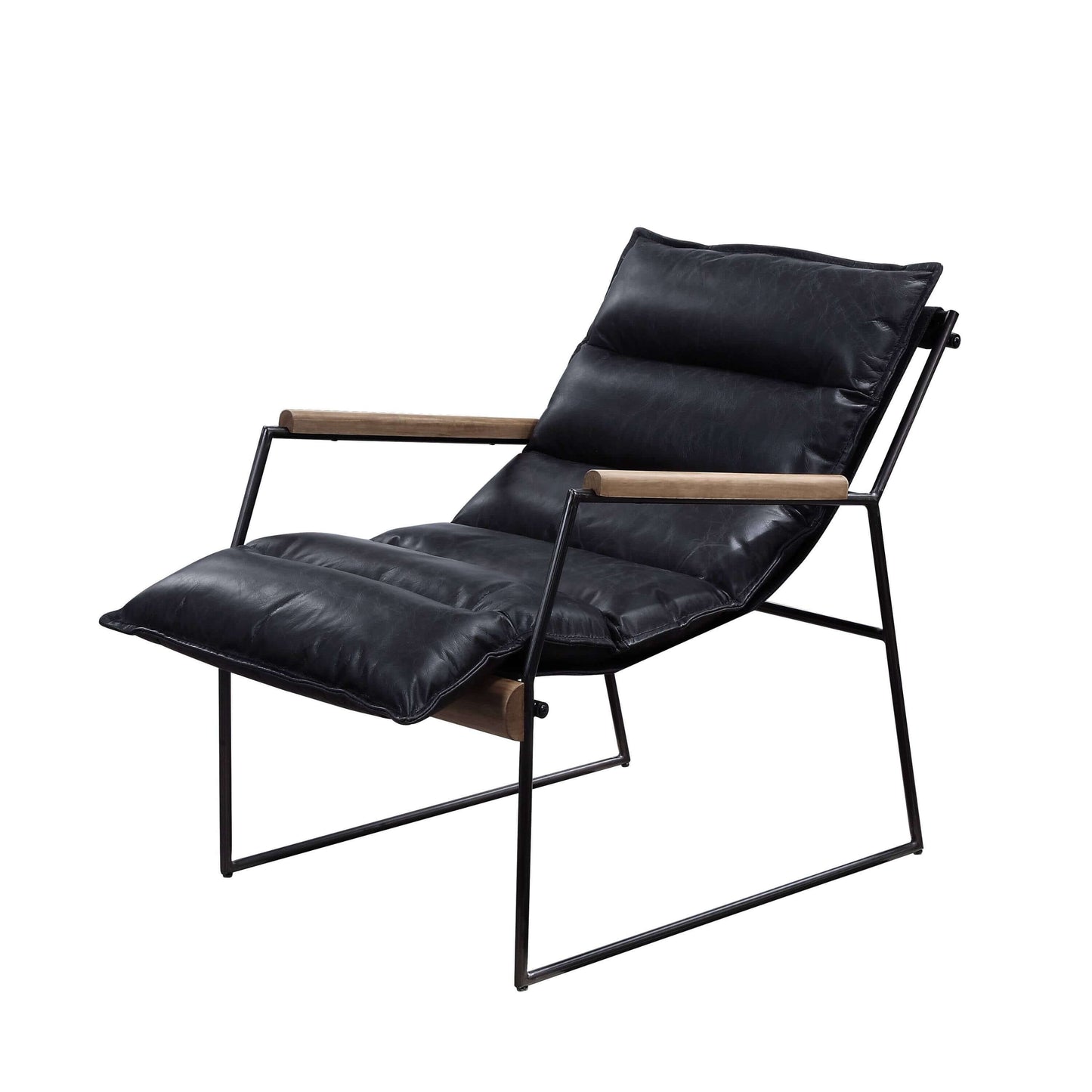 Luberzo Espresso Top-Grain Leather Armchair – Modern Metal Frame Accent Chair in a stylish modern design.