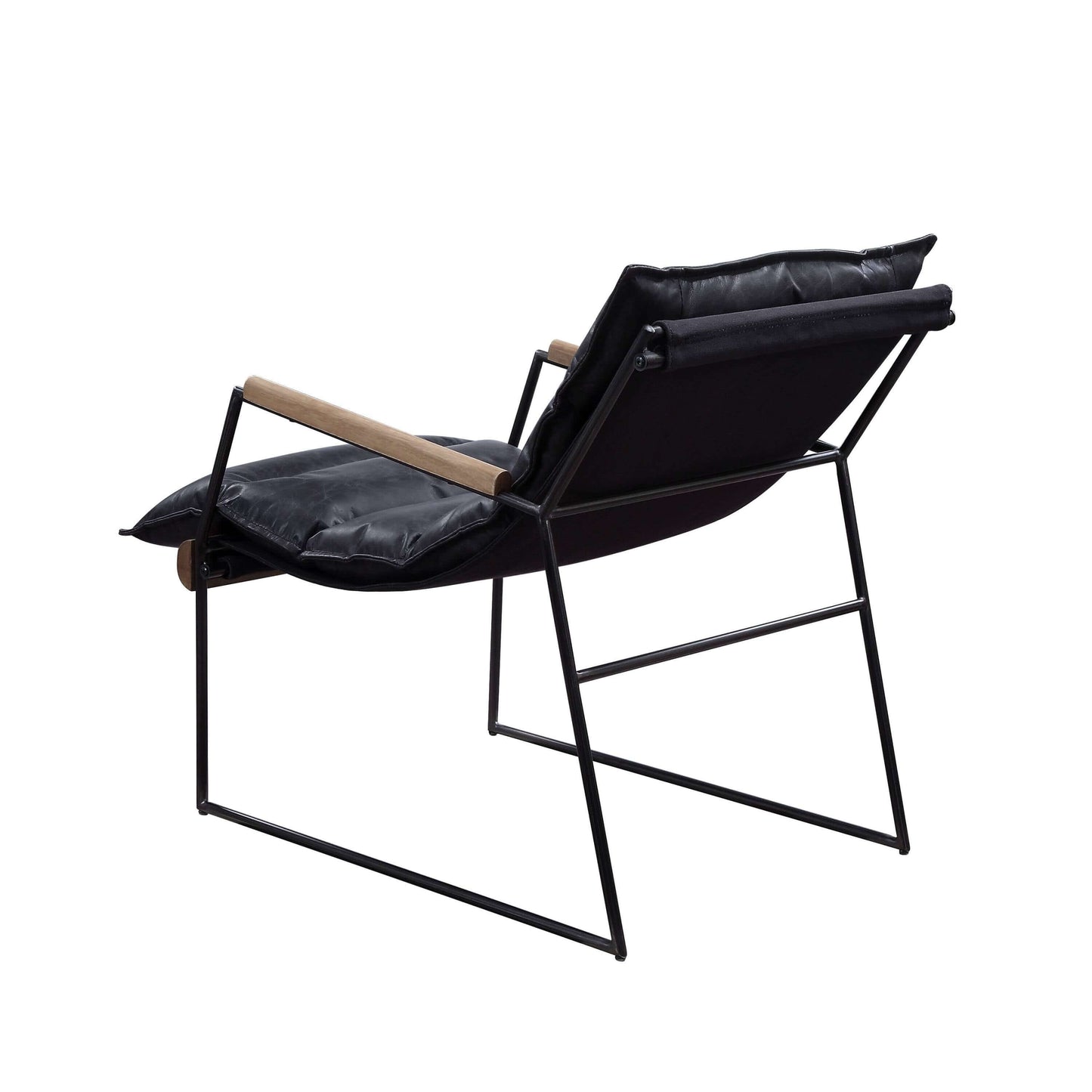 Luberzo Espresso Top-Grain Leather Armchair – Modern Metal Frame Accent Chair in a sleek design with comfortable cushions.
