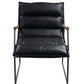 Luberzo Espresso Top-Grain Leather Armchair – Modern Metal Frame Accent Chair with plush black leather upholstery.