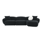 Lucifer Black & White Sectional Sofa – 127” Shimmer Fabric L-Shape Couch with 3 Pillows in black finish.