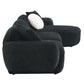 Lucifer Black & White Sectional Sofa – 127” Shimmer Fabric L-Shape Couch with 3 Pillows side view showcasing plush design